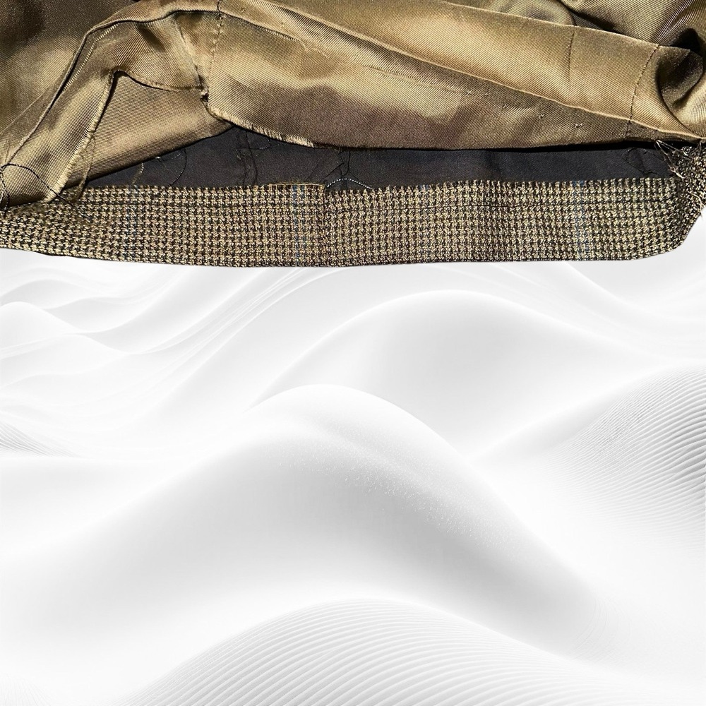 CANALI 46R Fratelli S120's Wool Micro Houndstooth Windowpane‎ Olive Green *flaw* - Picture 14 of 14